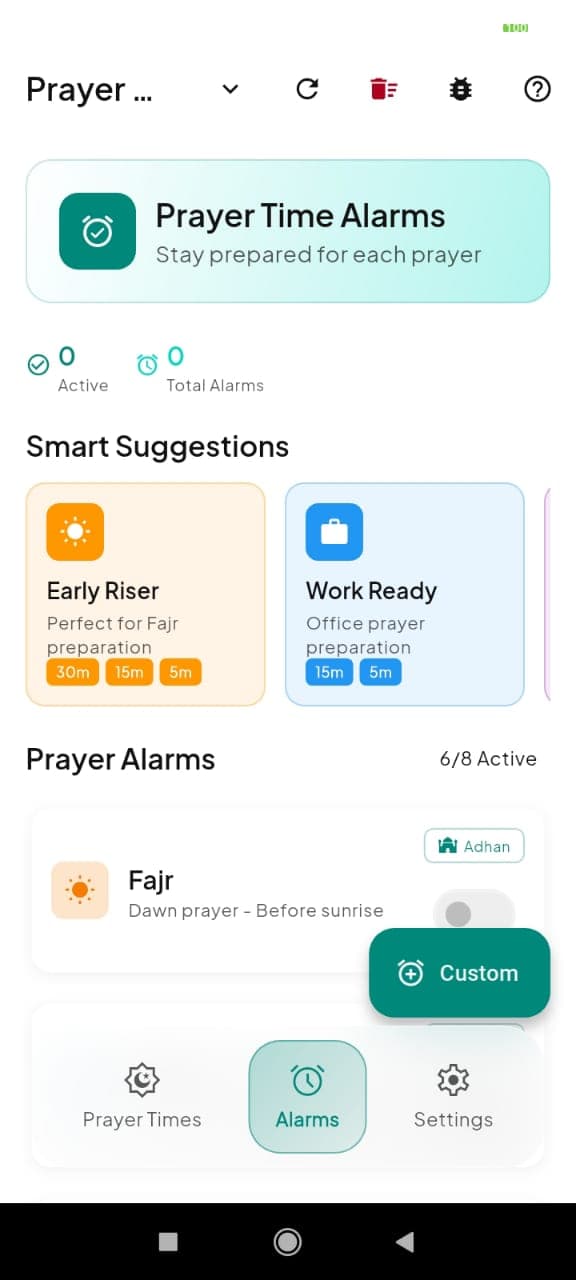 Adhan.io app showing prayer times interface